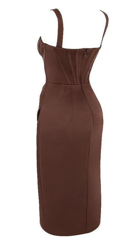 CEREDA CHOCOLATE SATIN MINI DRESS