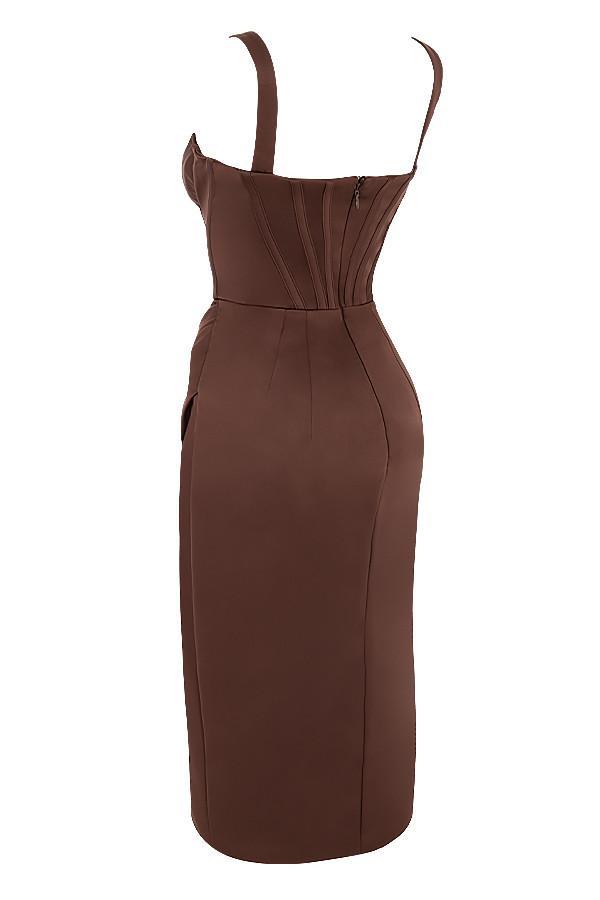 AIIZIE CEREDA CHOCOLATE SATIN MINI DRESS - product image