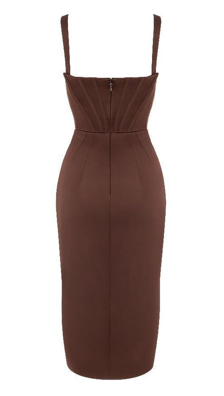CEREDA CHOCOLATE SATIN MINI DRESS