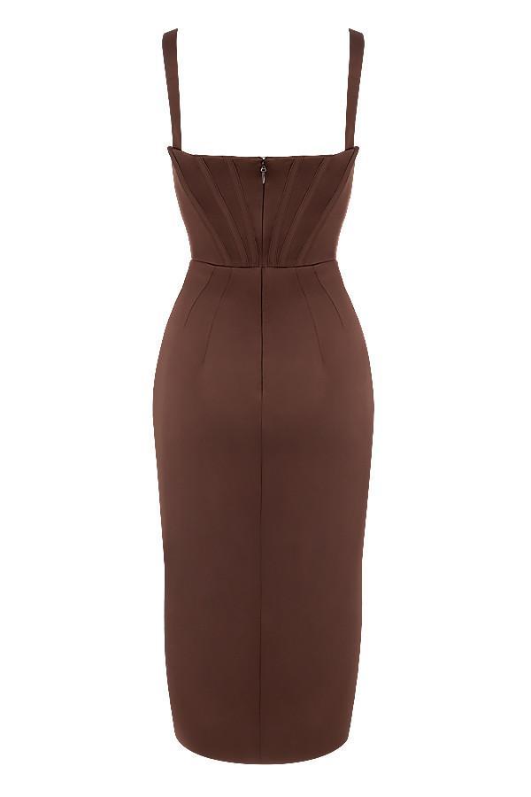 AIIZIE CEREDA CHOCOLATE SATIN MINI DRESS - product image