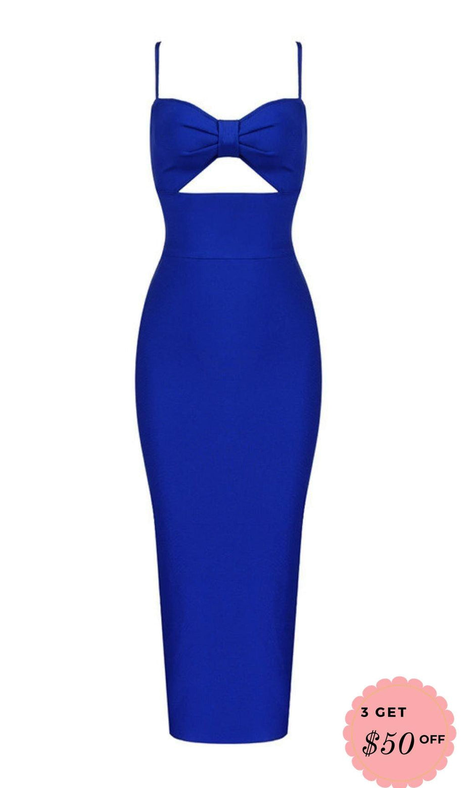 HOLLOW BANDAGE DRESS - BLUE