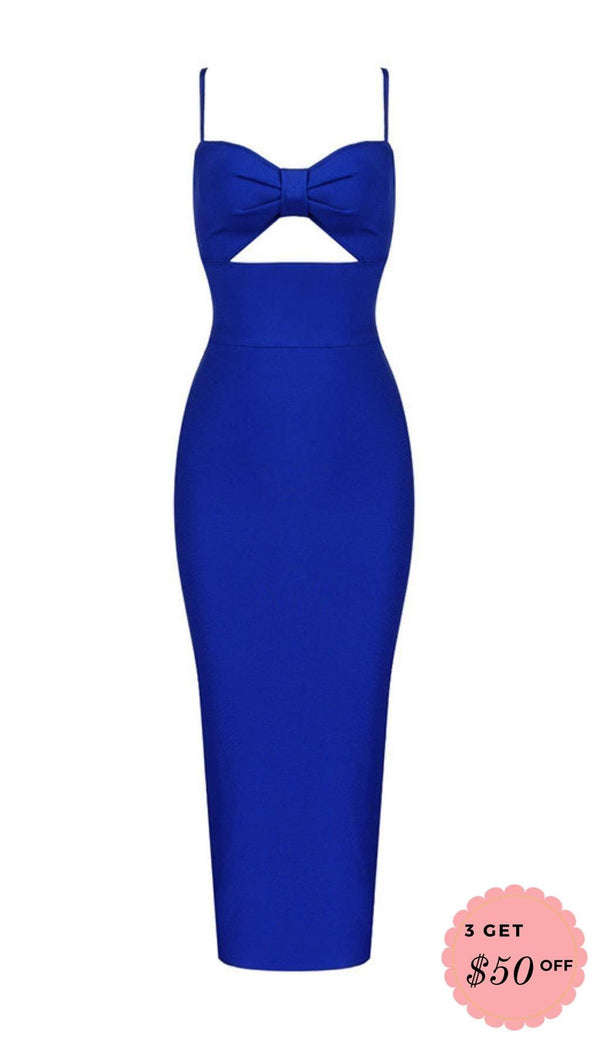 HOLLOW BANDAGE DRESS - BLUE