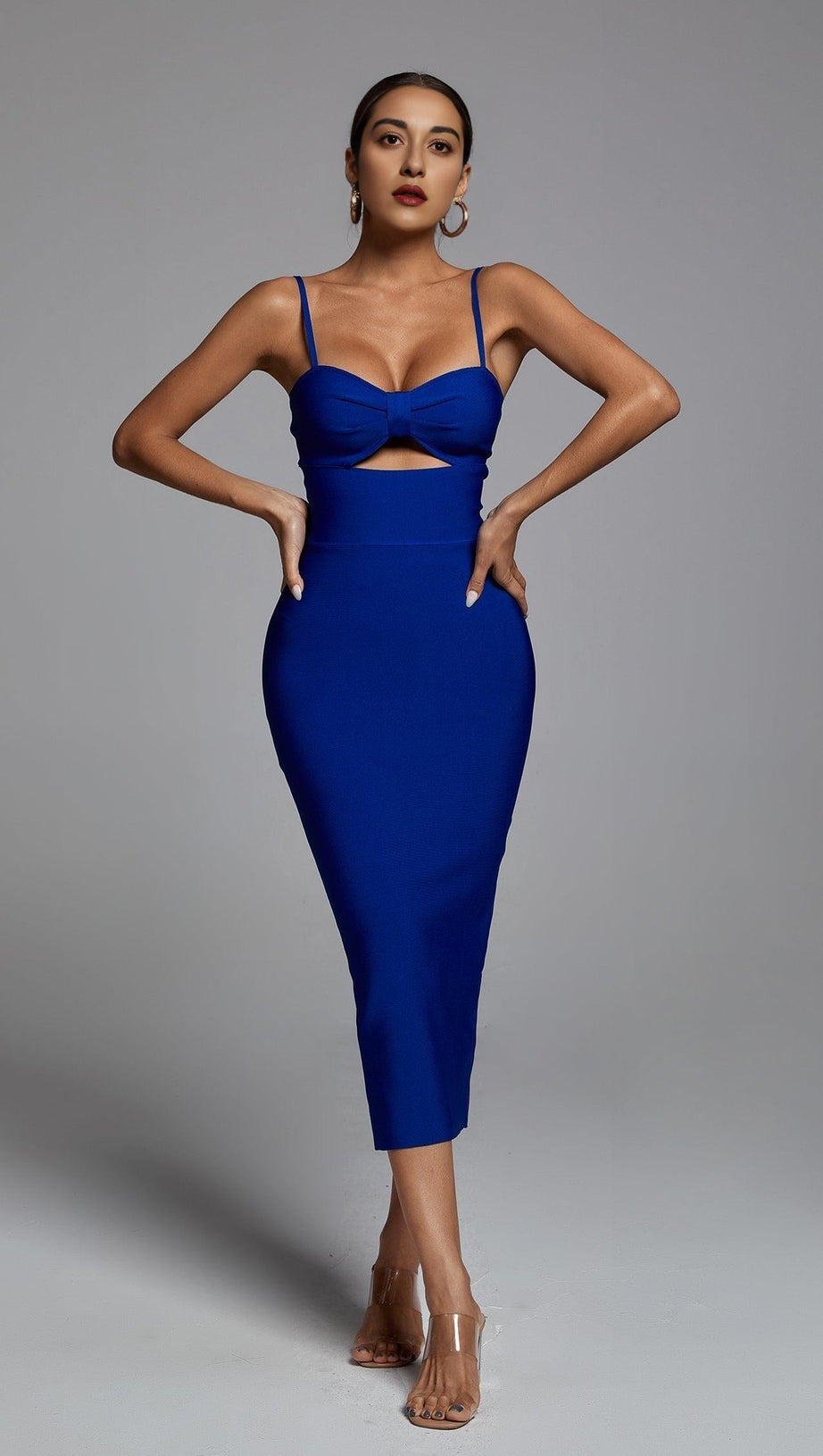 HOLLOW BANDAGE DRESS - BLUE