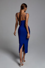 HOLLOW BANDAGE DRESS - BLUE