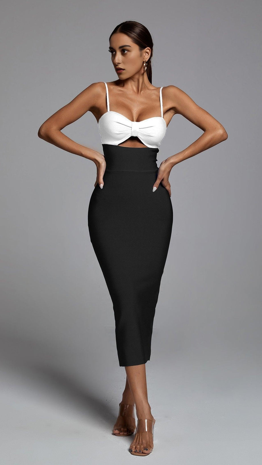 HOLLOW BANDAGE DRESS - BLUE