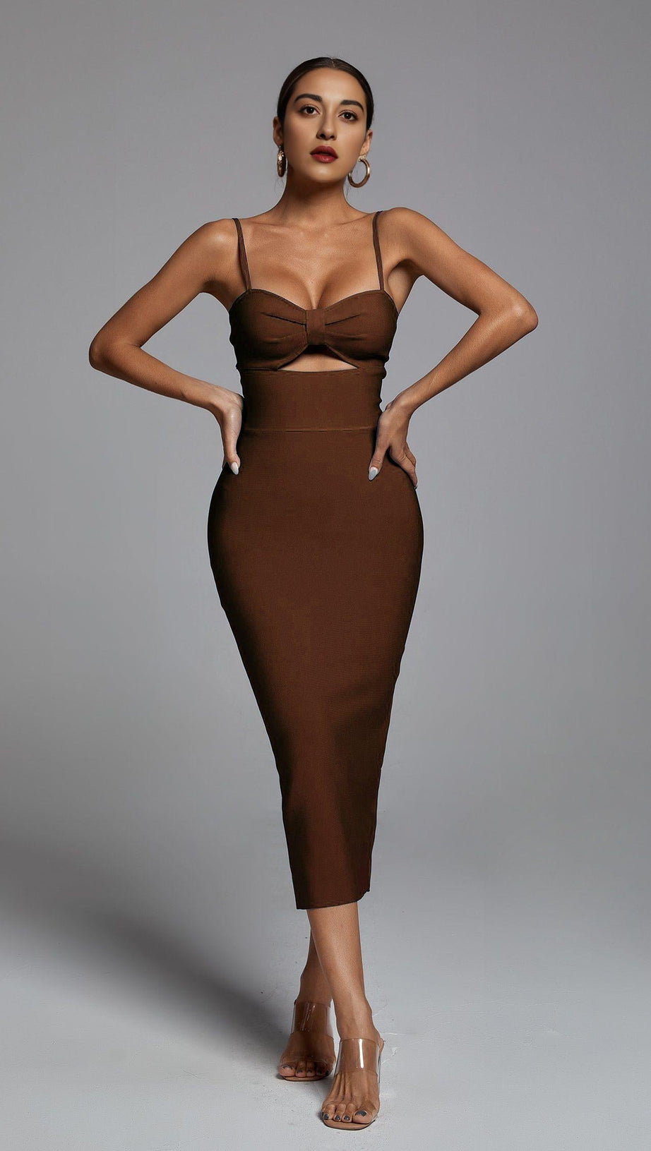 HOLLOW BANDAGE DRESS - BLUE