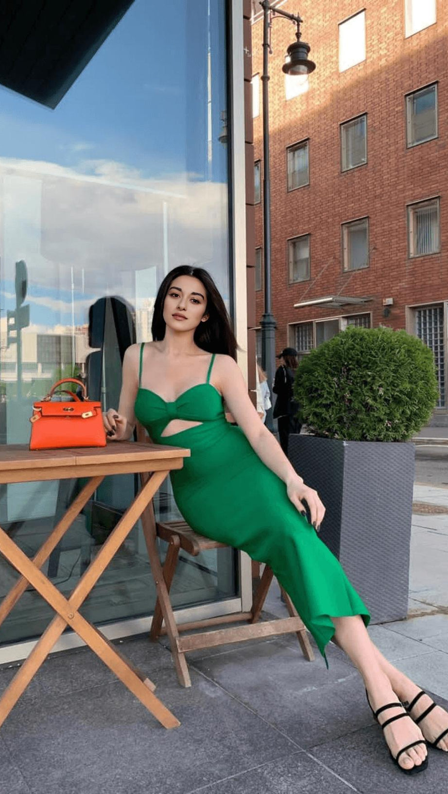 HOLLOW BANDAGE DRESS - BLUE