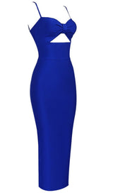 HOLLOW BANDAGE DRESS - BLUE