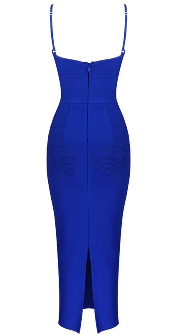 HOLLOW BANDAGE KLEID - BLAU