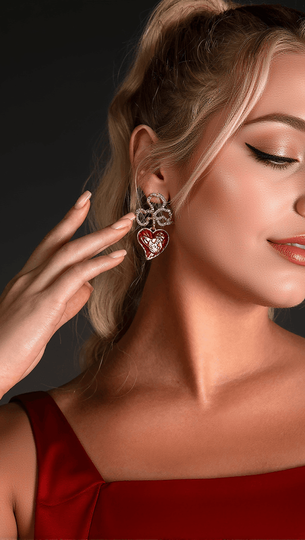 AIIZIE MUSTELLI DIAMOND HEART EARRINGS - product image