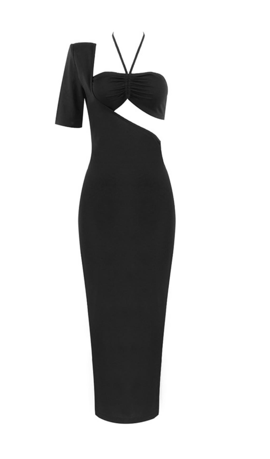 HIGH WAIST LONG BANDAGE DRESS.