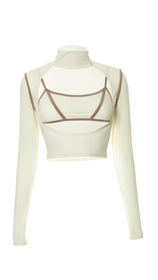 AIIZIE HIGH-NECKED LONG-SLEEVED SUSPENDER TOP. - product image