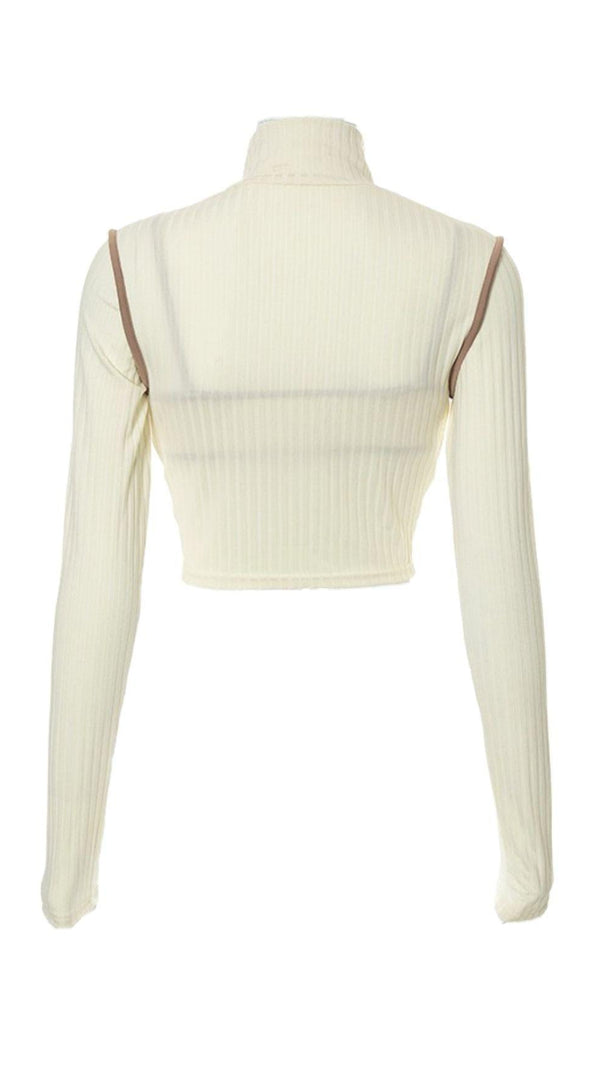AIIZIE HIGH-NECKED LONG-SLEEVED SUSPENDER TOP. - product image