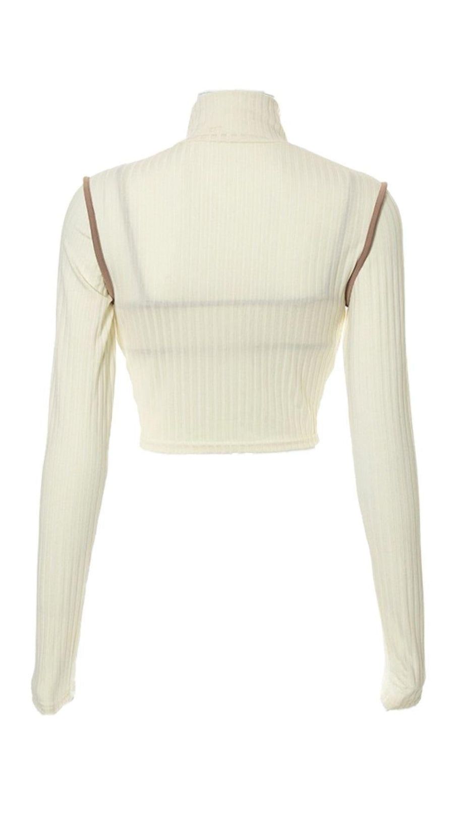 HIGH-NECKED LONG-SLEEVED SUSPENDER TOP.