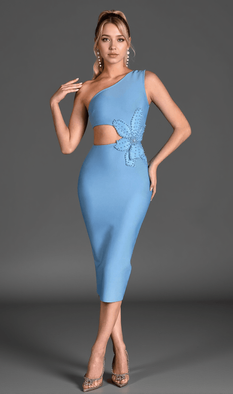 Rokidi – Einschultriges Kleid mit Cut-outs und Blumenmuster