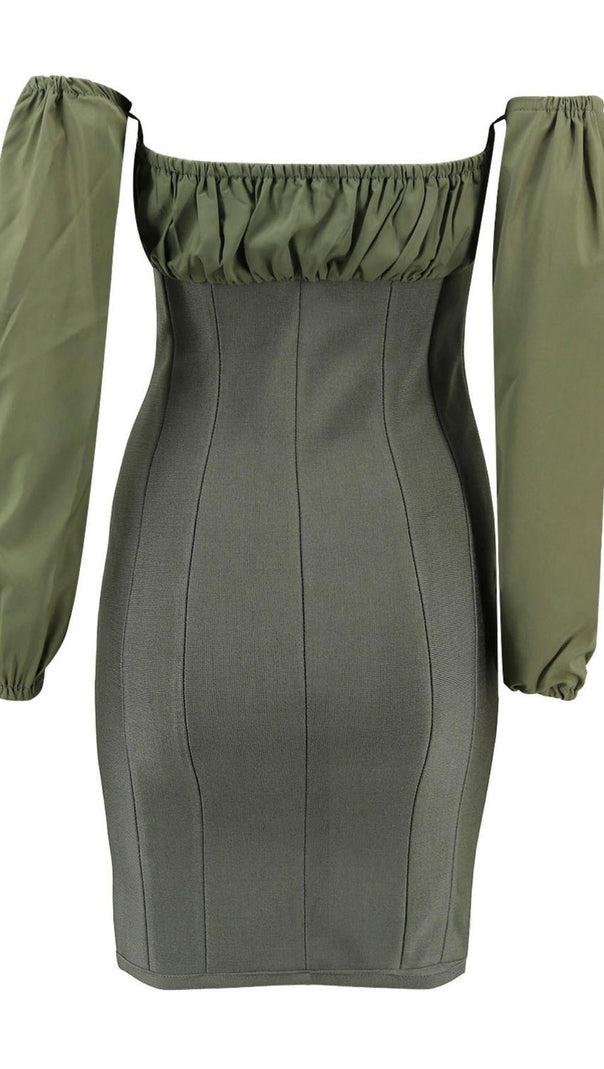 AIIZIE GREEN STRAPLESS CORSET DRESS - product image