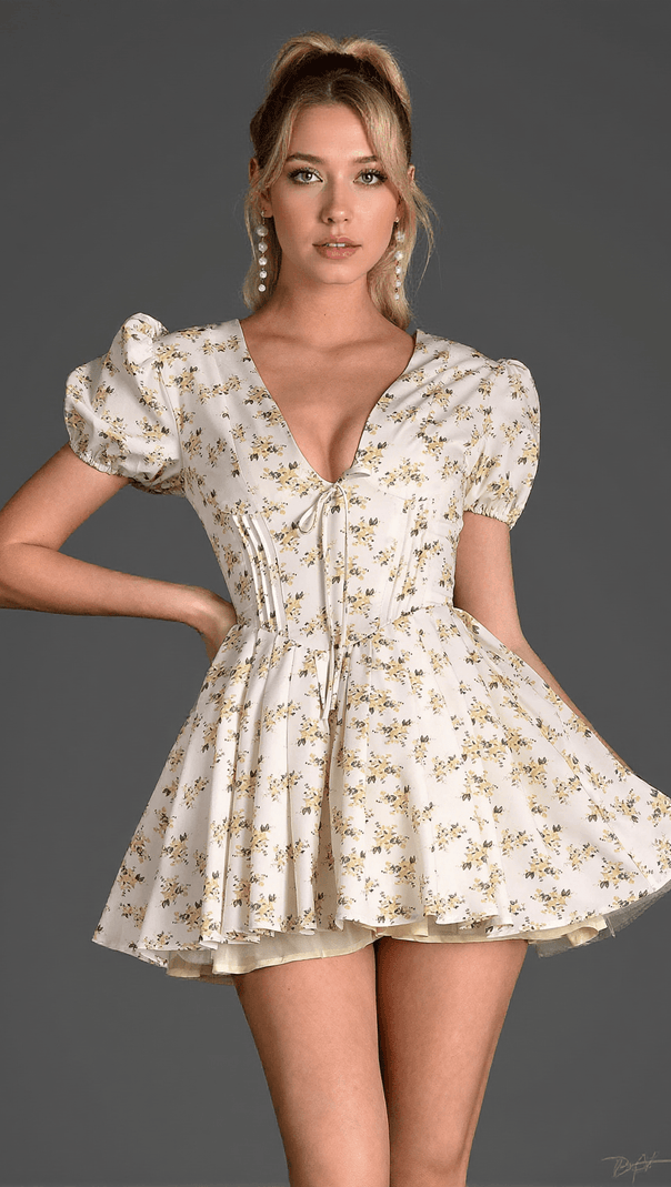 AIIZIE NASSEA V-NECK FLORAL MINI DRESS - product image