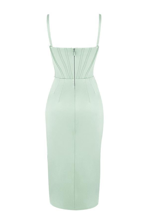 AIIZIE GREEN SATIN SUSPENDER DRESS - product image