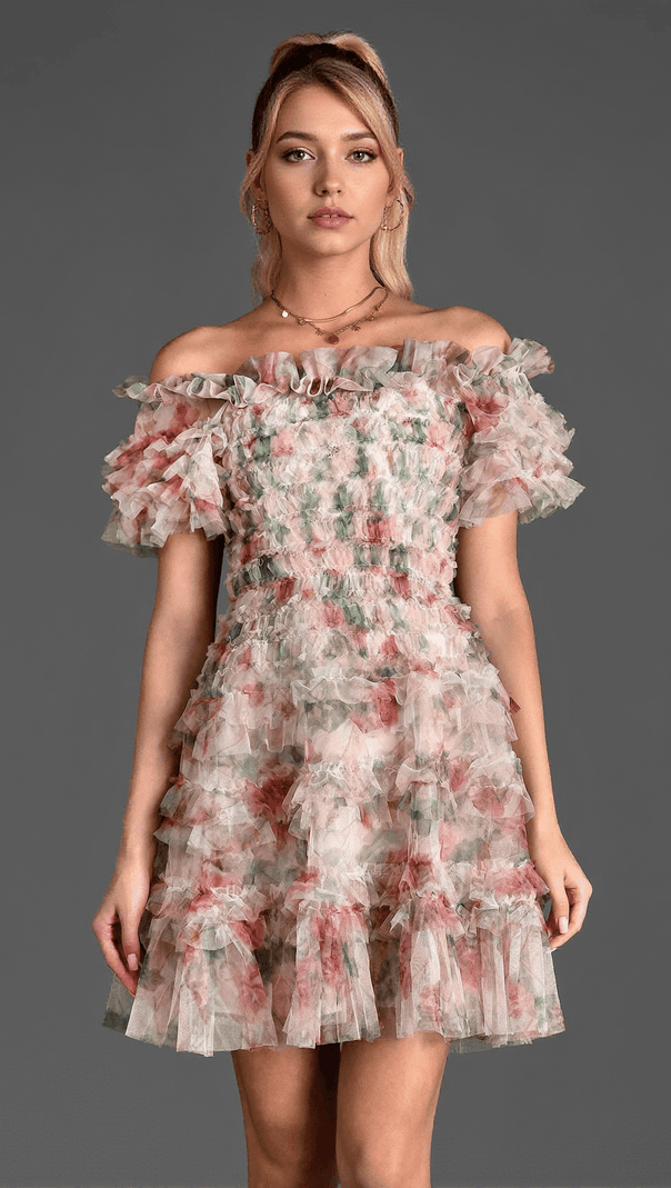 AIIZIE GABRAKI FLORAL RUFFLE MINI DRESS - product image