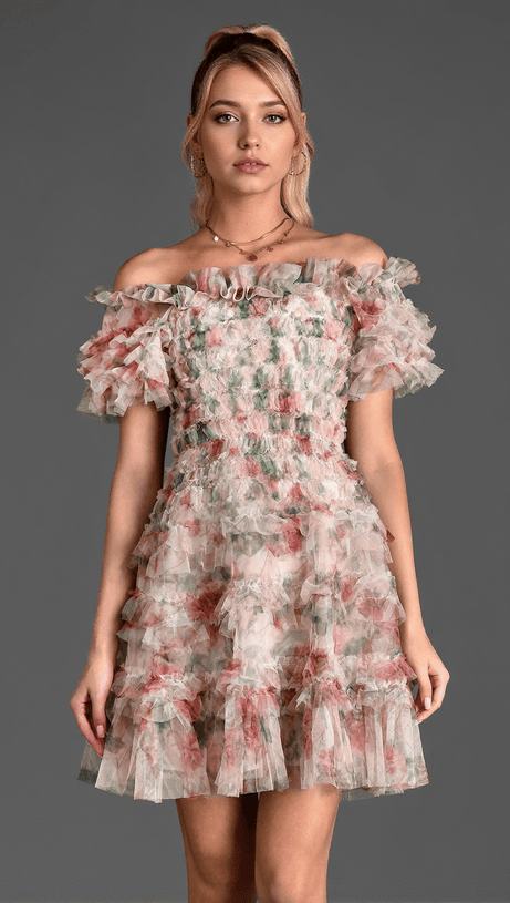 Gabraki – Minikleid mit Blumenrüschen