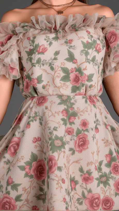 Gabraki – Minikleid mit Blumenrüschen