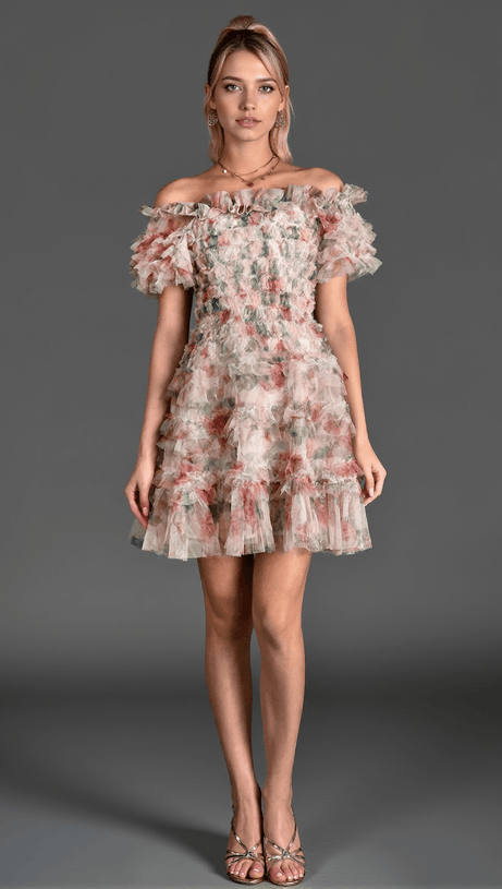 Gabraki – Minikleid mit Blumenrüschen