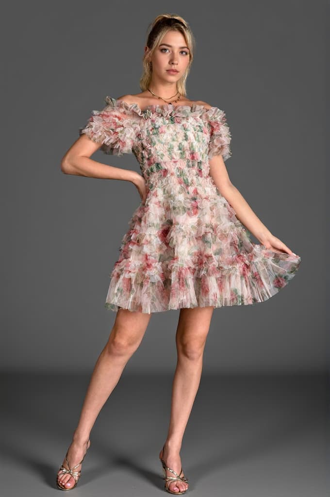 Gabraki Floral Ruffle Mini Dress