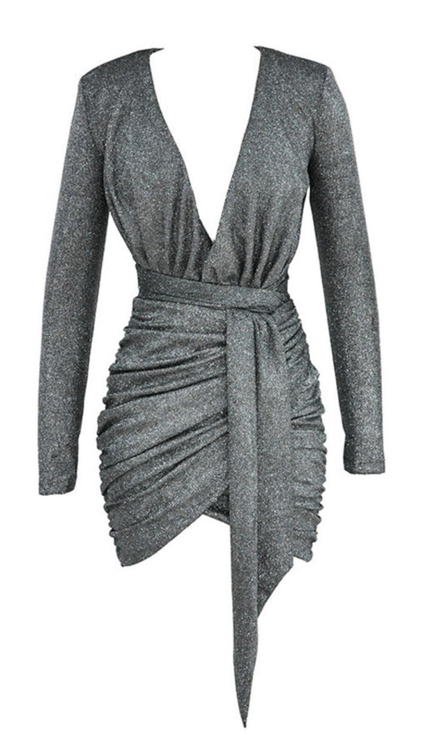 AIIZIE GRAPHITE SPARKLE WRAP DRESS - product image