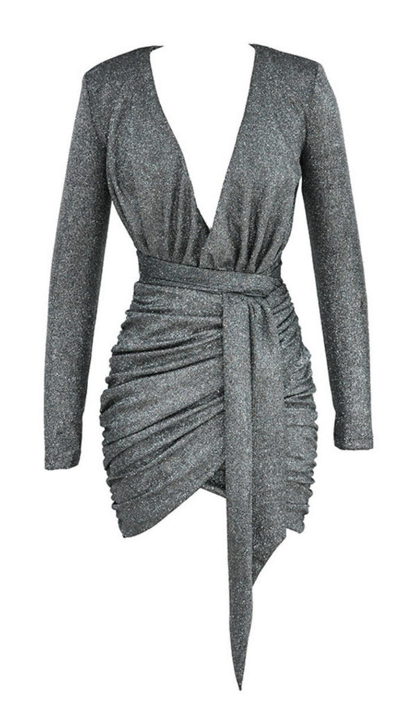 GRAPHITE SPARKLE WRAP DRESS