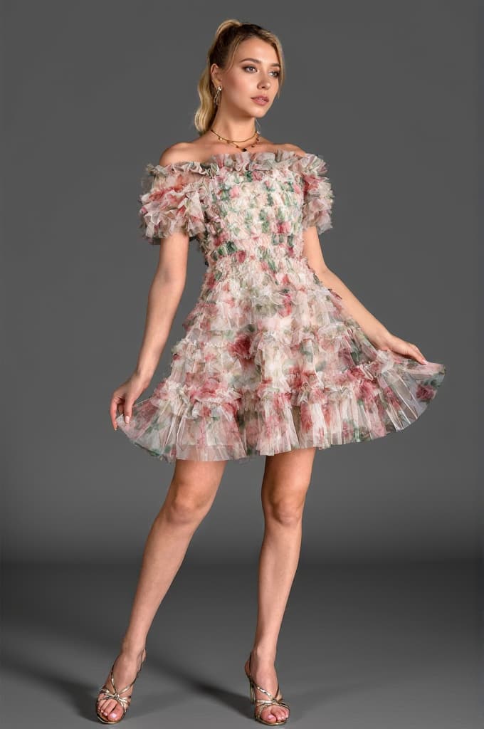 Gabraki Floral Ruffle Mini Dress