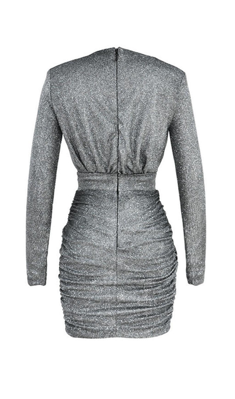 GRAPHITE SPARKLE WRAP DRESS