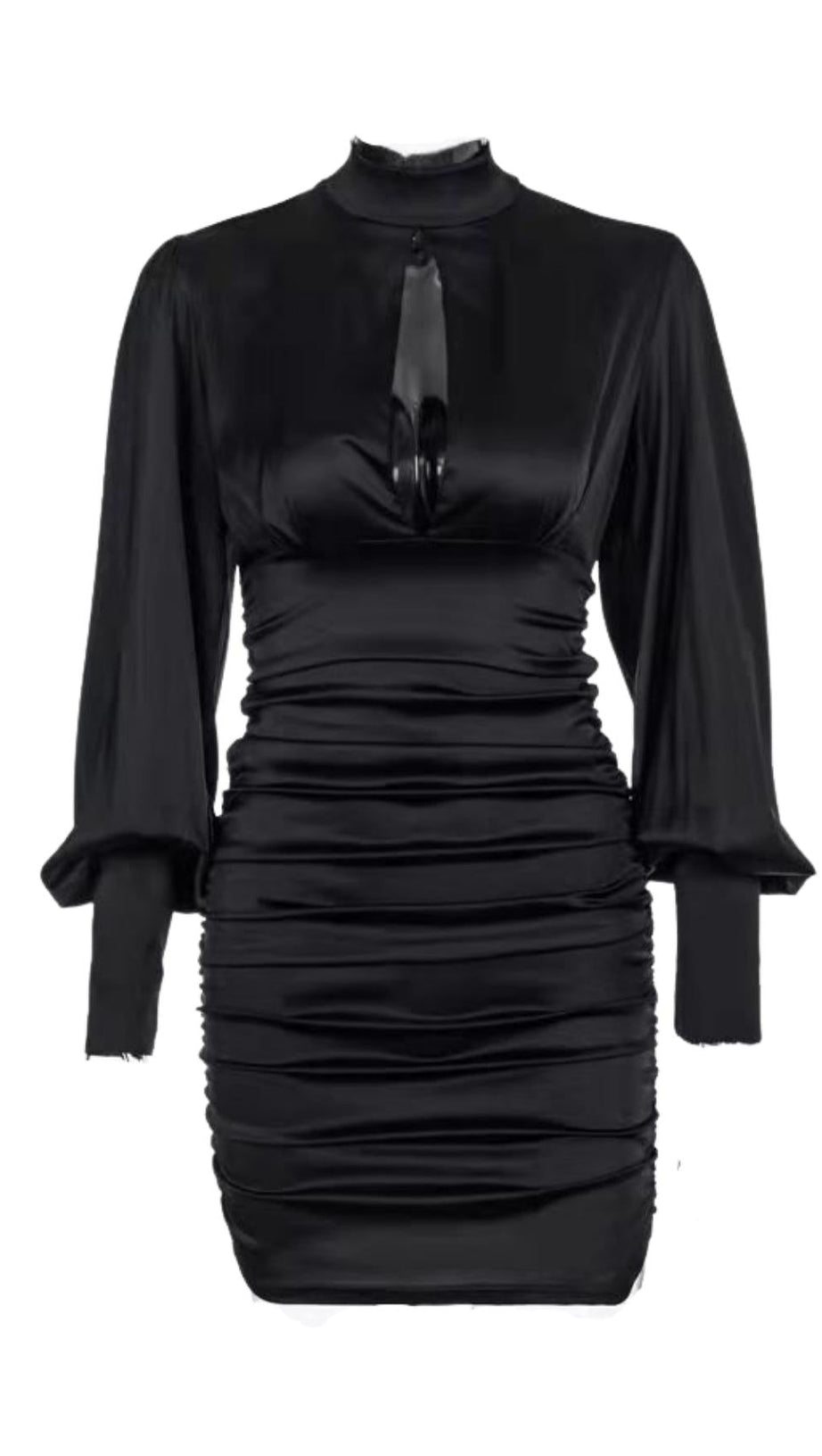 ABITO DRAPPEGGIATO CON COLLO ALTO IN RASO BIANCO