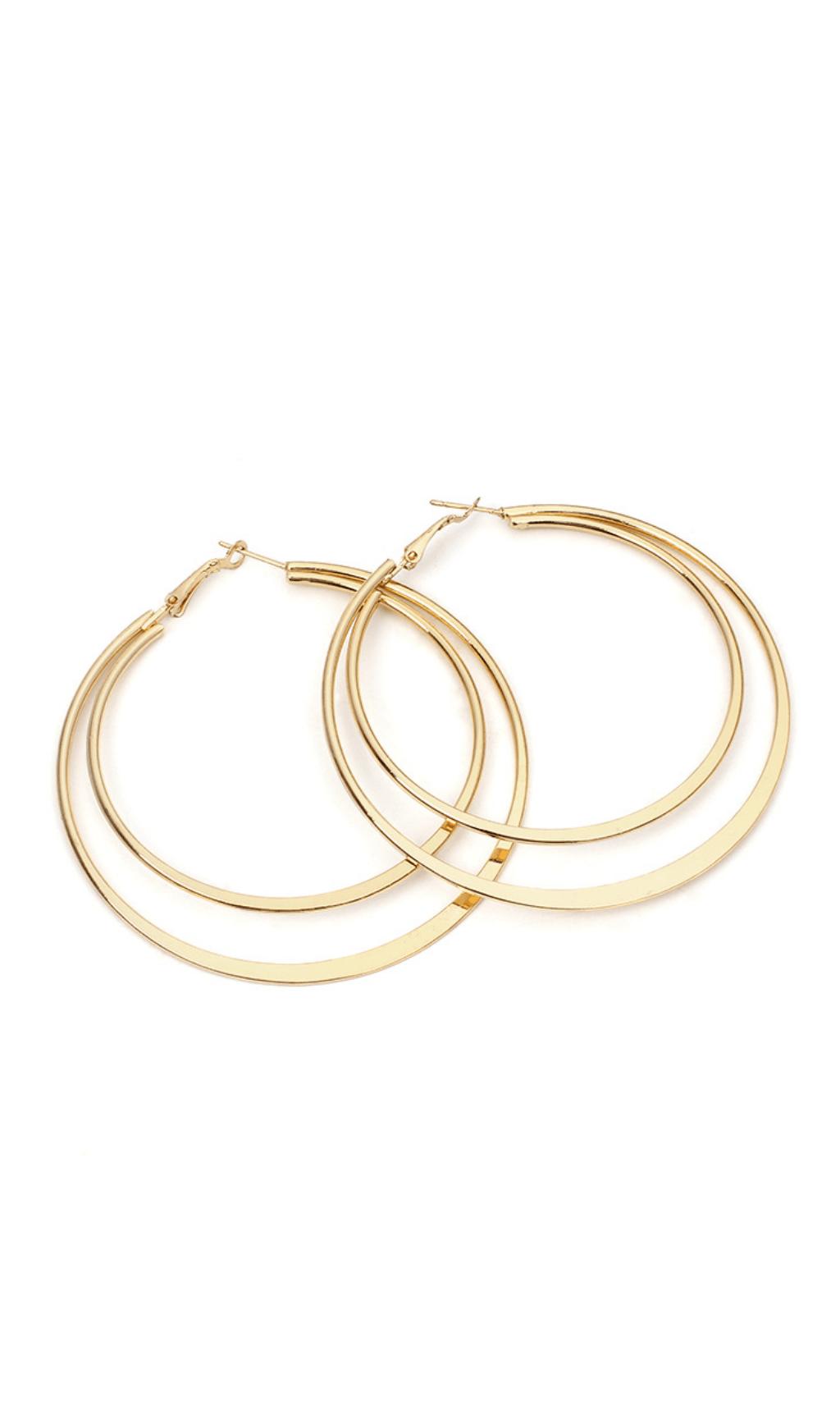 GEOMETRIC LARGE CIRCLE DOUBLE EARRINGS