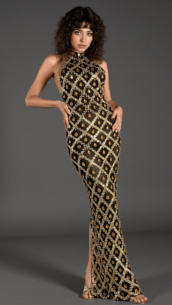 AIIZIE CHRISTELI DIAMOND SEQUIN MERMAID DRESS - product image