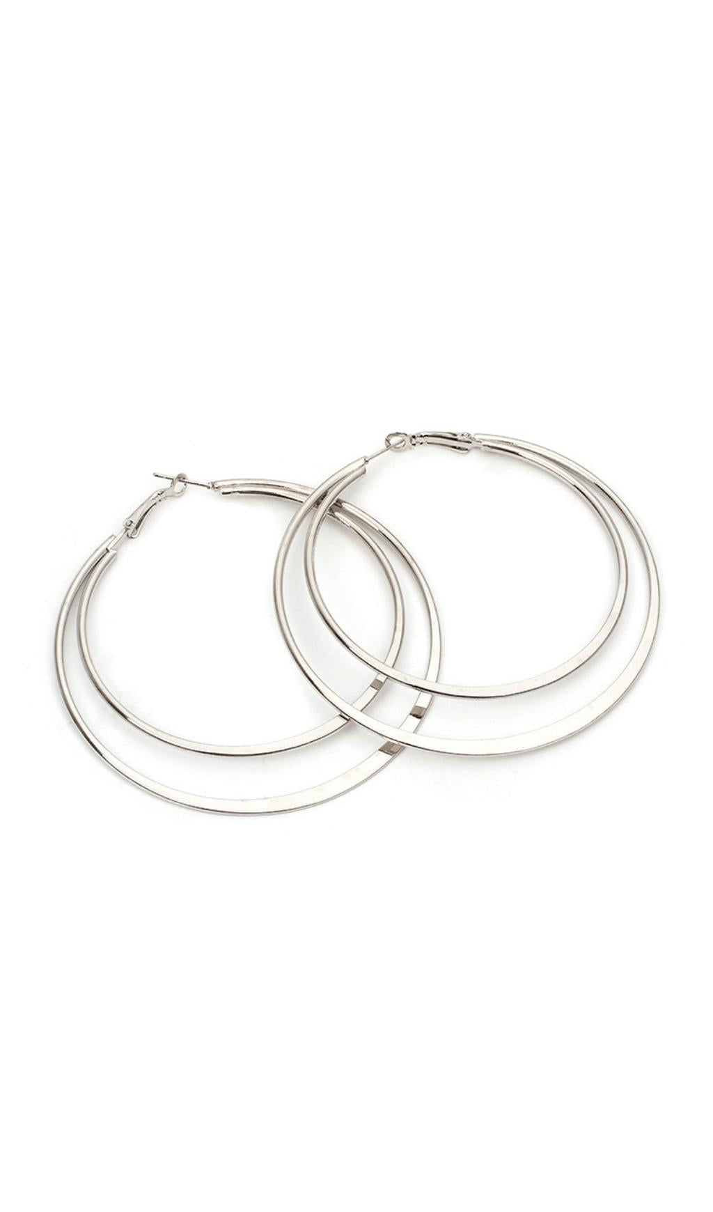 GEOMETRIC LARGE CIRCLE DOUBLE EARRINGS