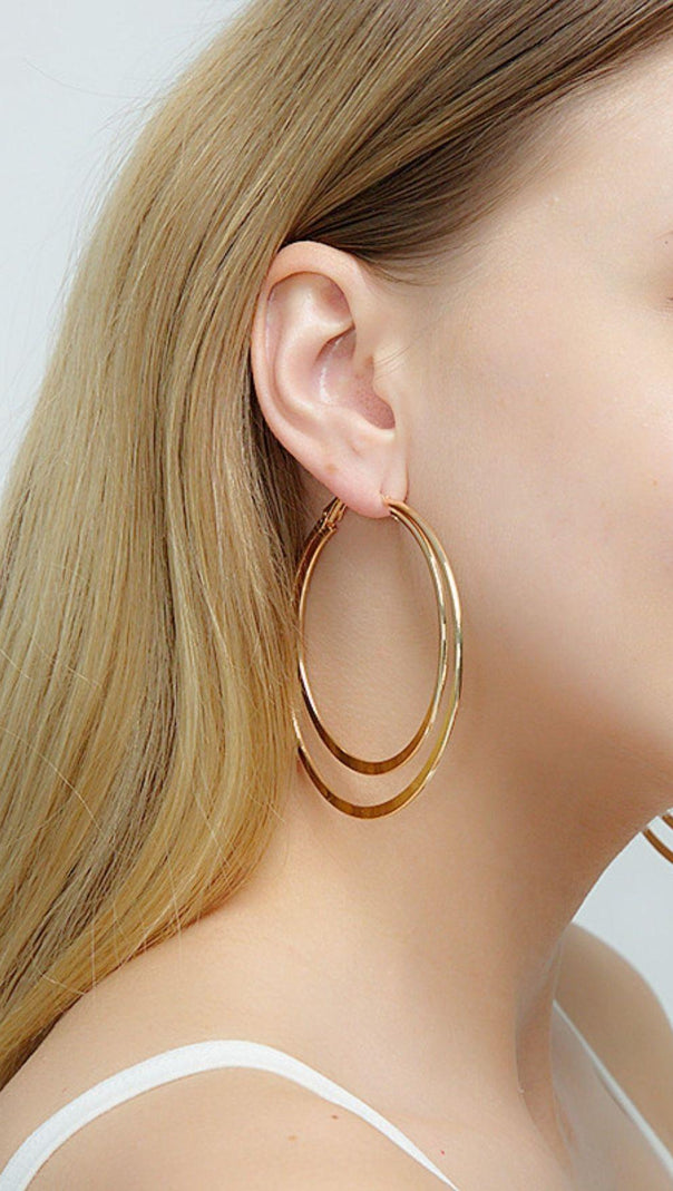 AIIZIE GEOMETRIC LARGE CIRCLE DOUBLE EARRINGS - product image