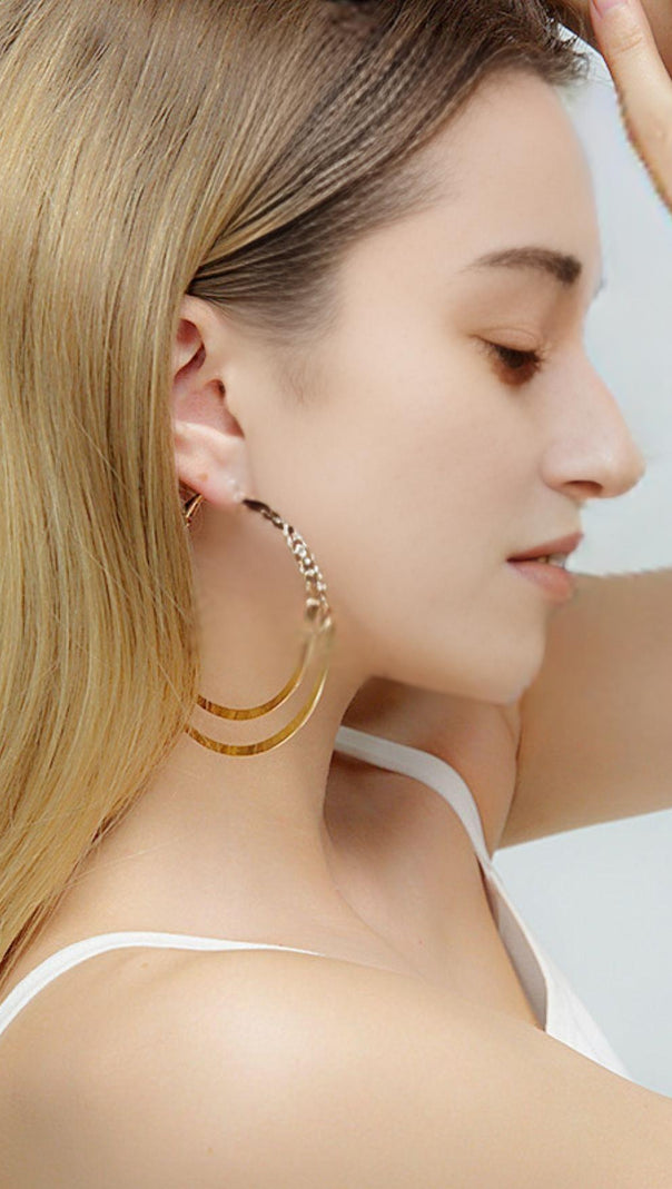 AIIZIE GEOMETRIC LARGE CIRCLE DOUBLE EARRINGS - product image