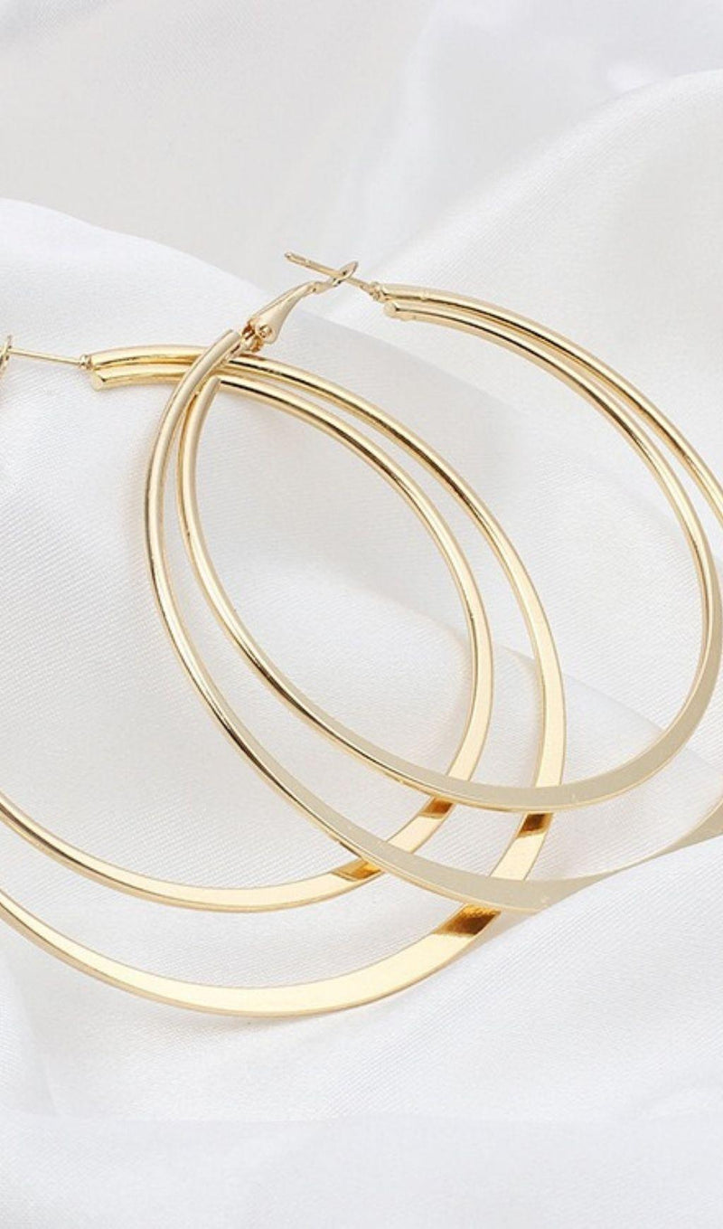 Geometric large circle double earrings