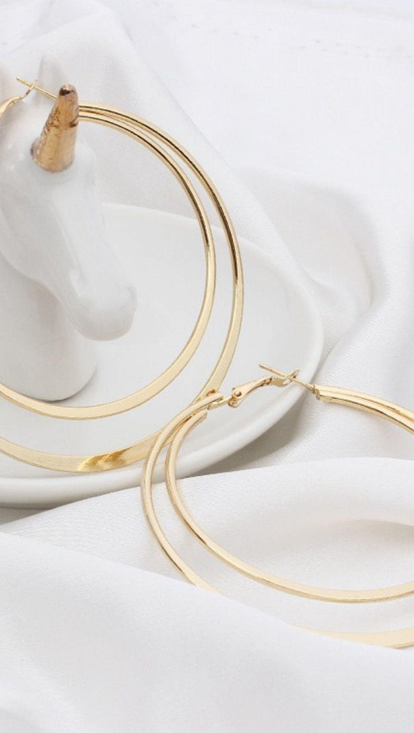 AIIZIE GEOMETRIC LARGE CIRCLE DOUBLE EARRINGS - product image