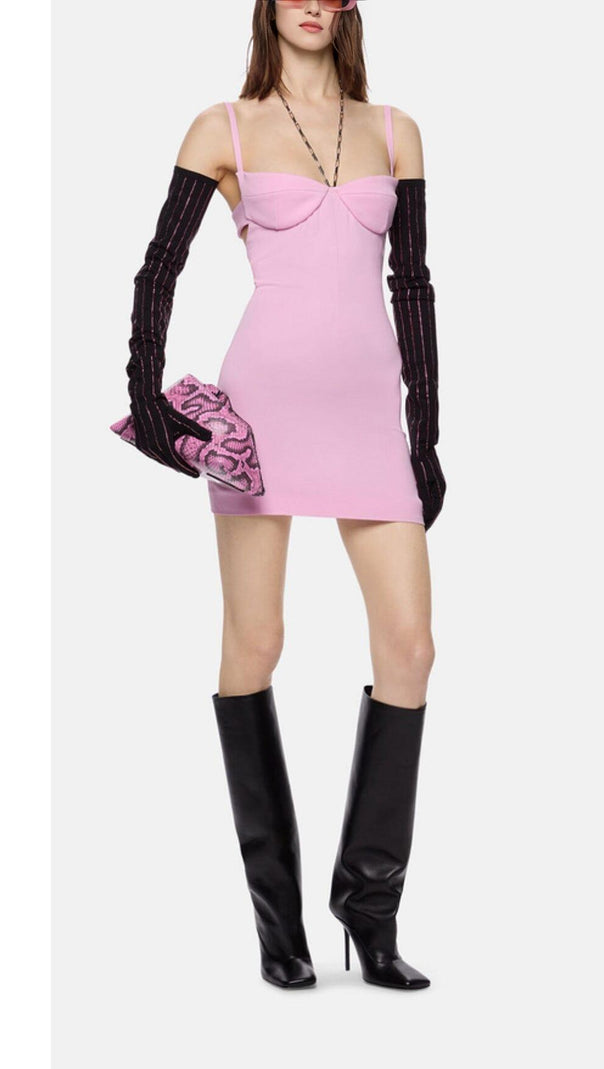 AIIZIE CHAIN HALTER MINI DRESS IN LAVENDER - product image
