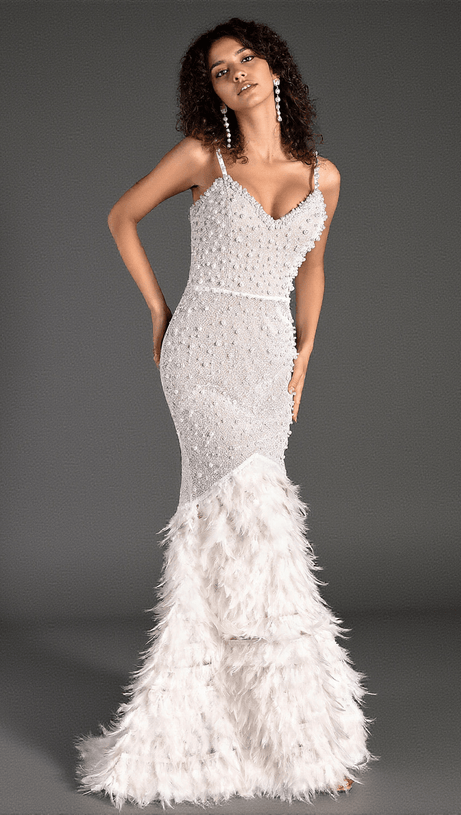 Totaki Trägerkleid mit Perlen und Federn