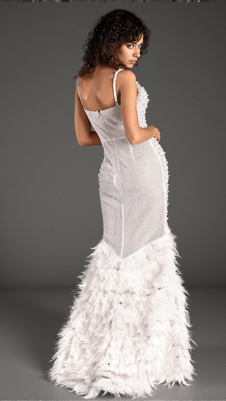 Totaki Trägerkleid mit Perlen und Federn