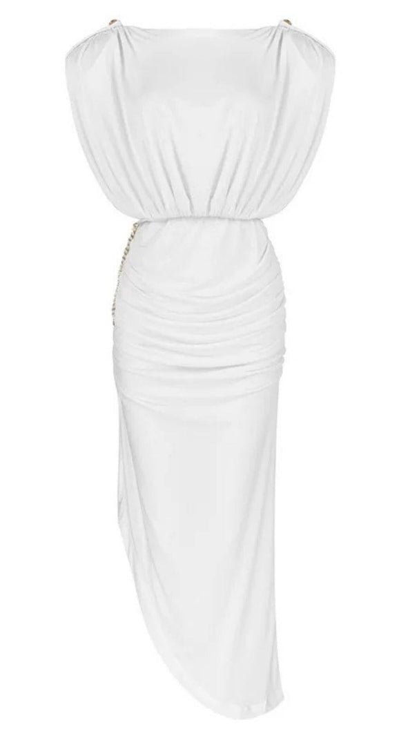 AIIZIE WHITE BACKLESS CHAIN DRESS - product image