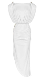 WHITE BACKLESS CHAIN DRESS