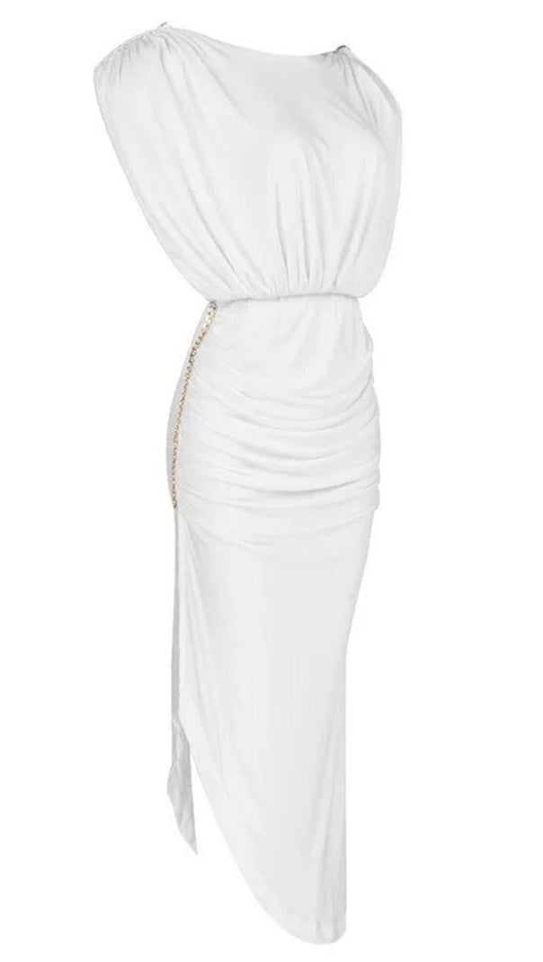 AIIZIE WHITE BACKLESS CHAIN DRESS - product image