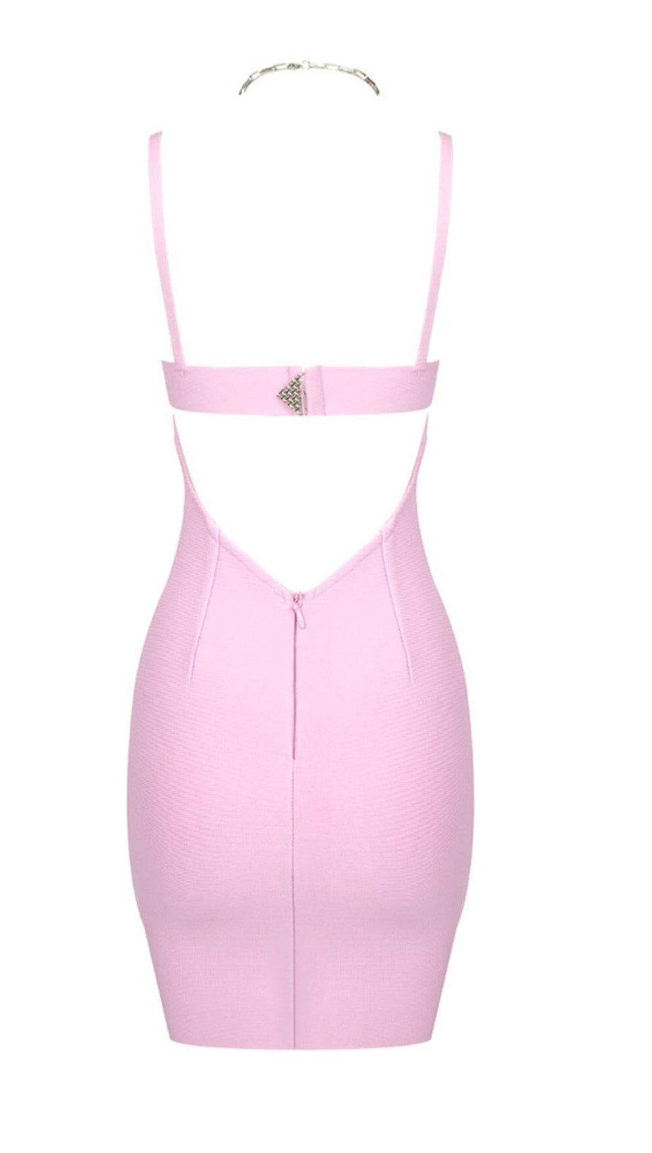 CHAIN HALTER MINI DRESS IN LAVENDER