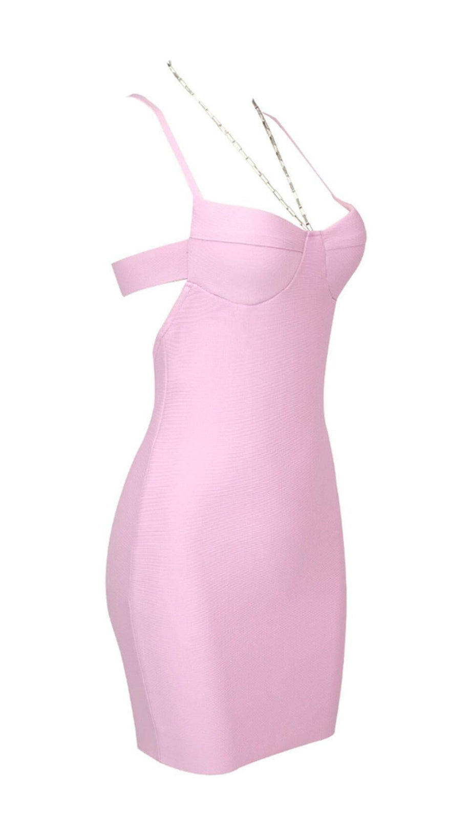 CHAIN HALTER MINI DRESS IN LAVENDER