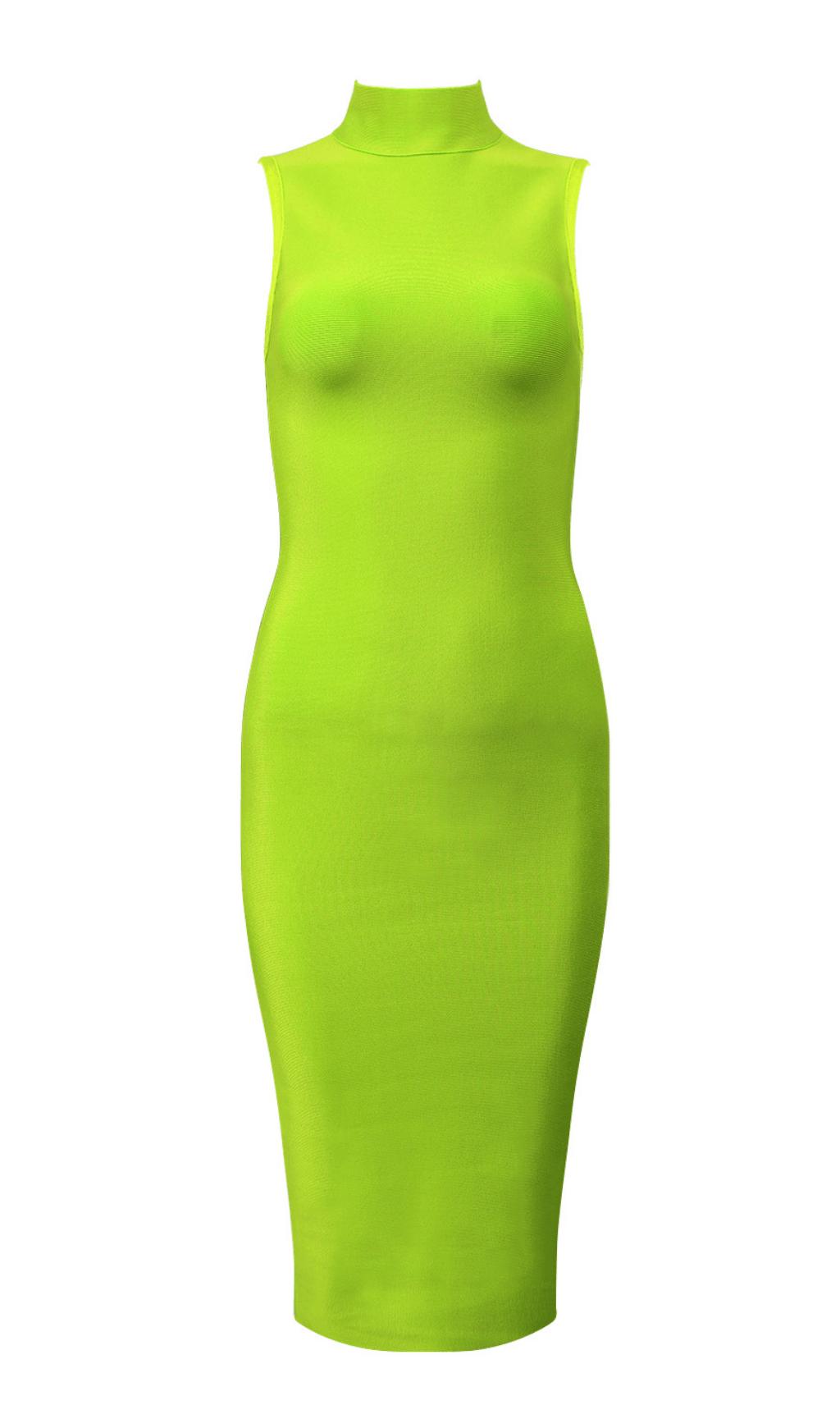 VESTITO BENDAGGIO VERDE FLUORESCENTE