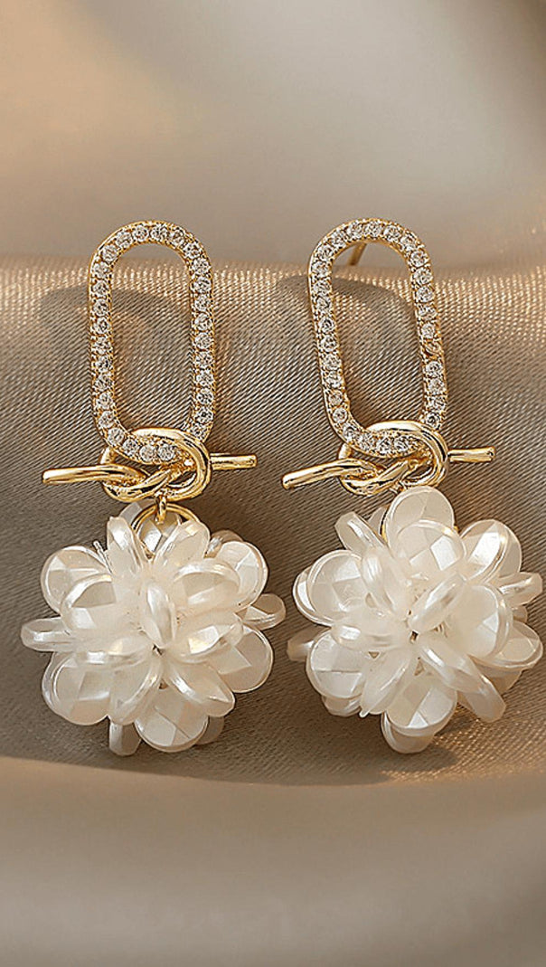 AIIZIE FLOWER MICRO-INLAID AND KNOTTED GEOMETRIC EARRINGS - product image