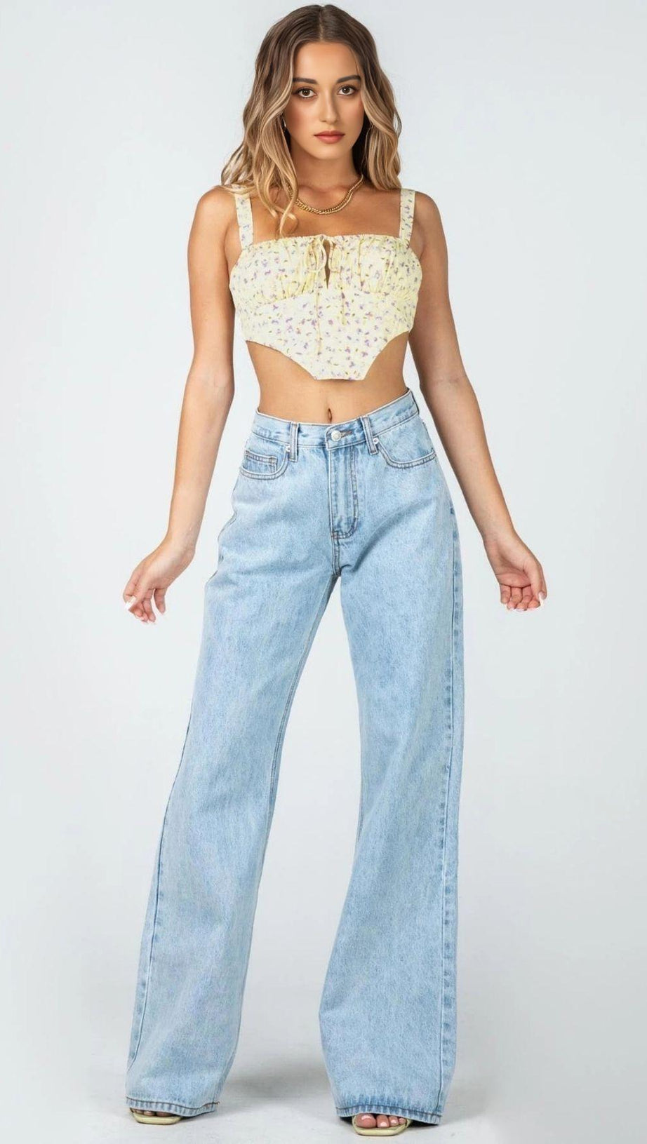 GILET SENZA SPALLINE IN PIZZO FLOREALE.